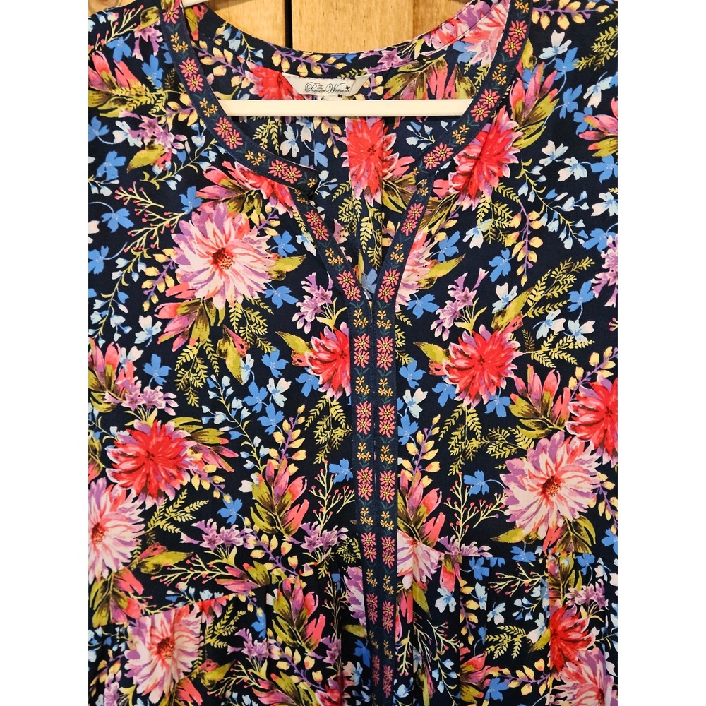 The Pioneer Woman Peasant Top Women XXXL Navy Blue Ditzy Floral 912P908PW #803 - Picture 10 of 11